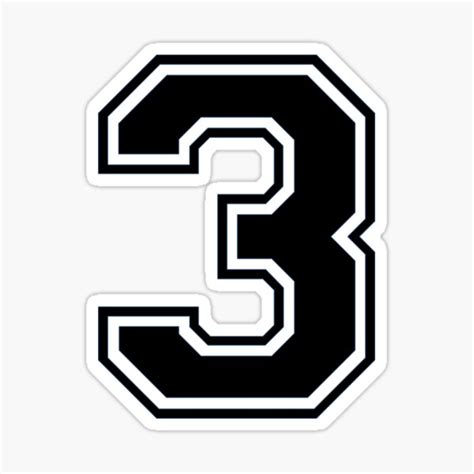 Varsity Team Sports Uniform Number 3 Black Sticker For Sale By