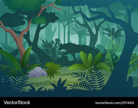 Cartoon Tropical Jungle Rainforest Royalty Free Vector Image