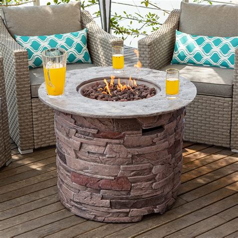Buy Cosiest Outdoor Propane Concrete Fire Pit Table W Imitation Stone