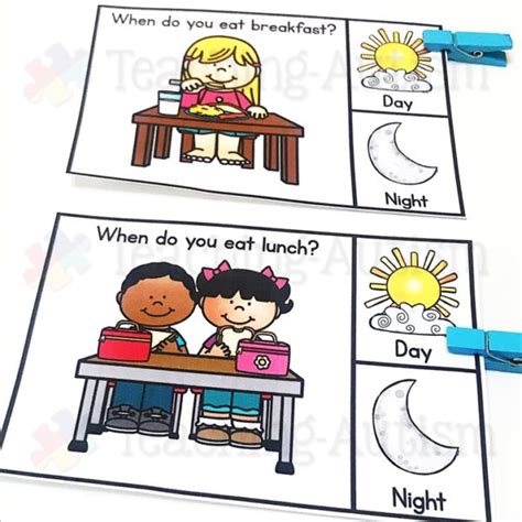 Day And Night Sorting Activity Task Cards Teaching Autism