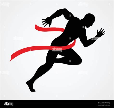 Silhouette Illustration Of A Sprinter At Finish Line Stock Vector Image
