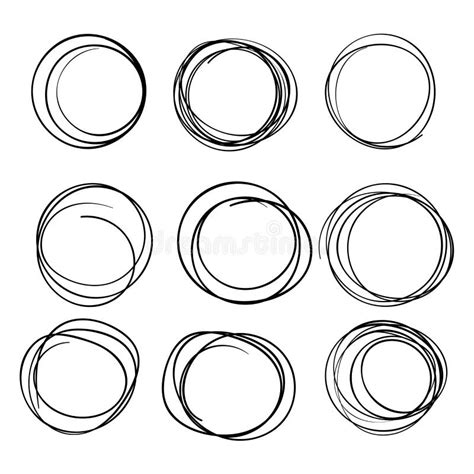 Circle Shapes Doodles Collection Black Line Sketches Vector