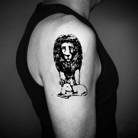 Lion Lamb Temporary Tattoo Sticker Ohmytat