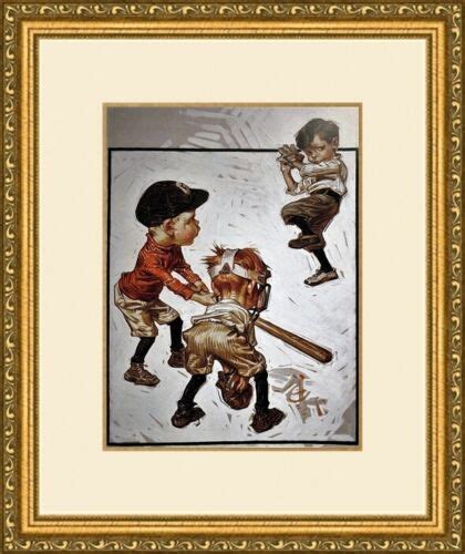 Jc Leyendecker Boys Playing Baseball Custom Gallery Framed Print Ebay