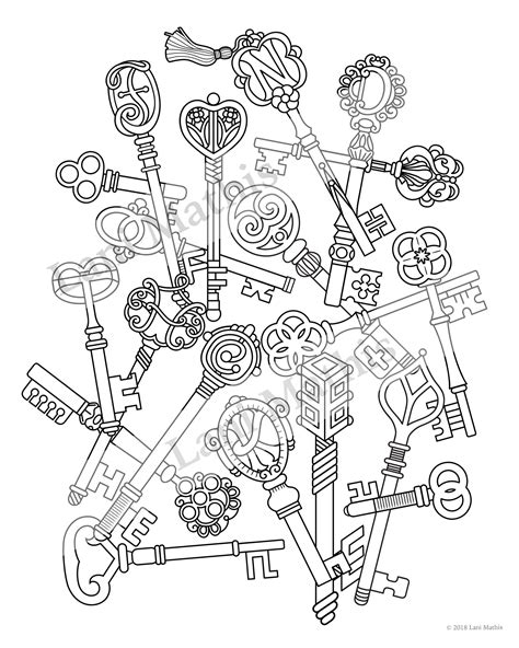 Skeleton Keys Adult Coloring Sheet Coloring Pages Halloween Coloring