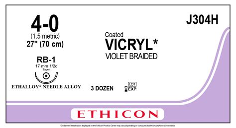 Ethicon J304h Sutures Vicryl 4 0 17mm 12 Rb 1 70cm Ark Health