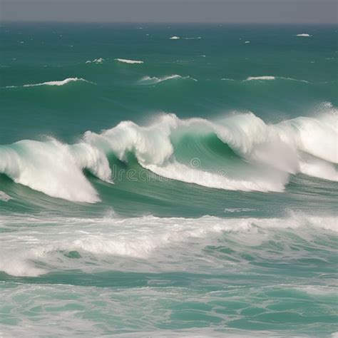 Foamy Waves Rolling Up In Ocean Stock Illustration Illustration Of