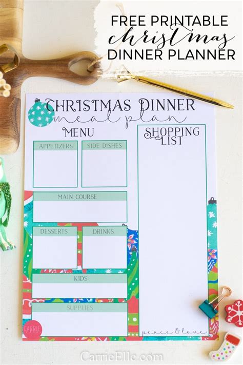 Christmas Meal Planning Printable Christmas Meal Planner Meal