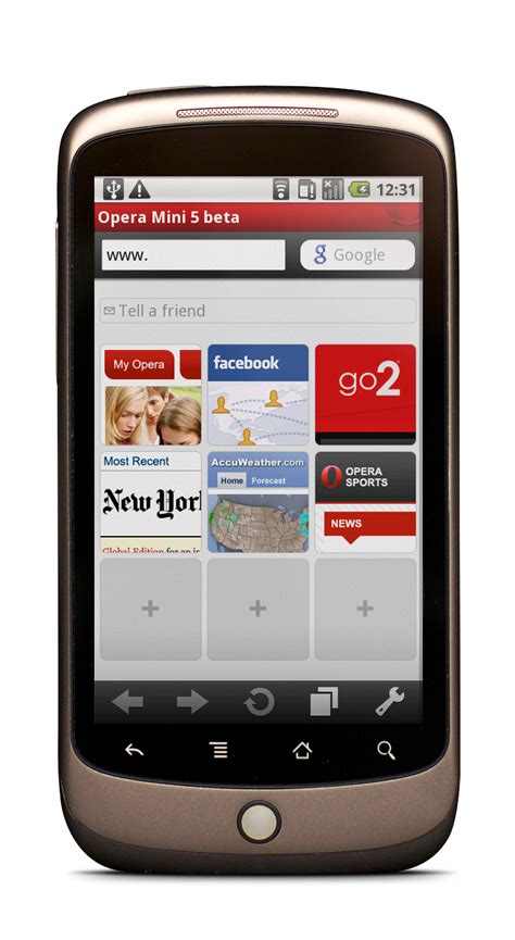 Introducing a new, sleek look and feel, speed dial. Opera Mini 5 Beta 2 für Android - mobilepulse