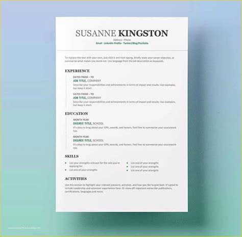 Best Free Downloadable Resume Templates Nutritionniom
