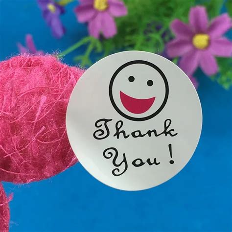 500pcs Thank You Sticker Labels White Cute Smiling Face Add Thank You
