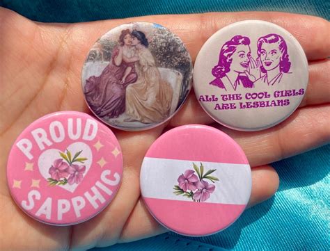 Cute Femme Proud Sapphic Lesbian Pride 15 Metal Pinback Buttons