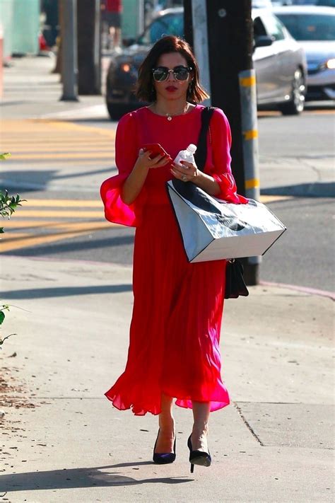 jenna dewan in a bright red dress in beverly hills