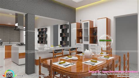 Open Kitchen With Dining And Bedroom Interior Kerala Home Design And