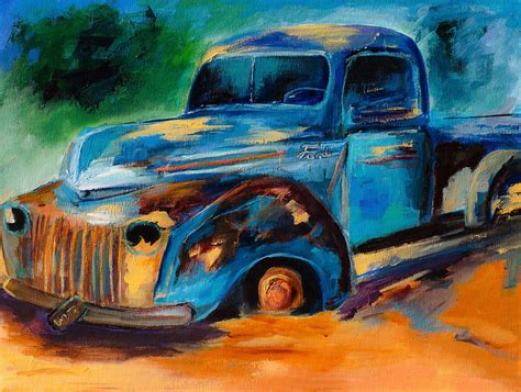 Old Ford In The Back Of The Field Painting By Elise Palmigiani Fine