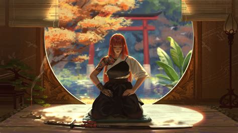 Asian Warrior Girl Meditation 4k Wallpaperhd Artist Wallpapers4k