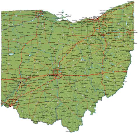 Detailed Ohio Map Oh Terrain Map