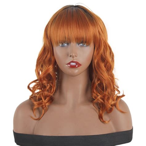 Xtrend 16 Inch Bangs Bob Short Curly Wigs Ombre Blond Wavy Wig Synthet Xtrend Hair