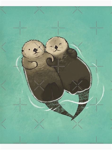 Significant Otters Otters Holding Hands Poster By Studiomarimo