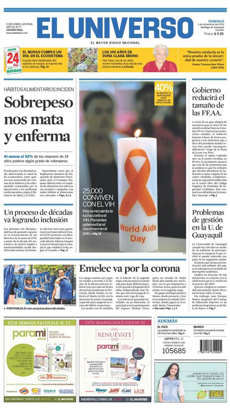 Portada De Diarioeluniverso Del 1 De Diciembre Del 2013 Las Noticias