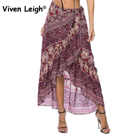 Viven Leigh Chic Irregular Ruffles Gypsy Boho Skirts Bohemian 2018