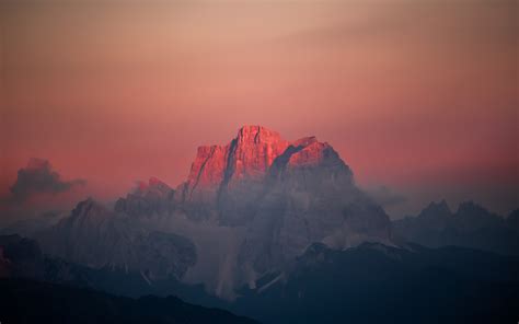 Download Wallpaper 1920x1200 Peaks Mountains Glowing Summits Sunset
