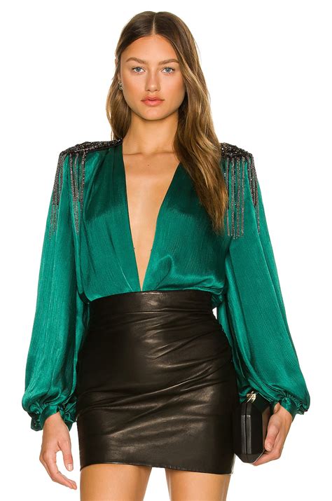 Bronx And Banco X Revolve Carmen Bodysuit In Emerald REVOLVE