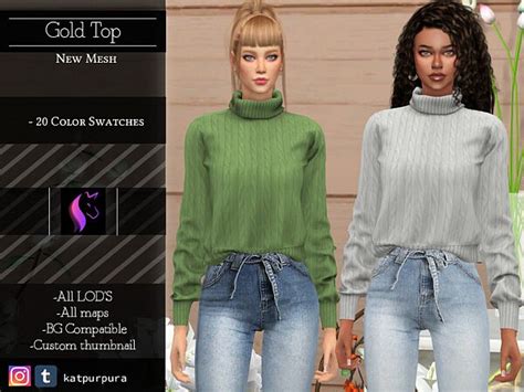 Gold Top By Katpurpura From Tsr • Sims 4 Downloads
