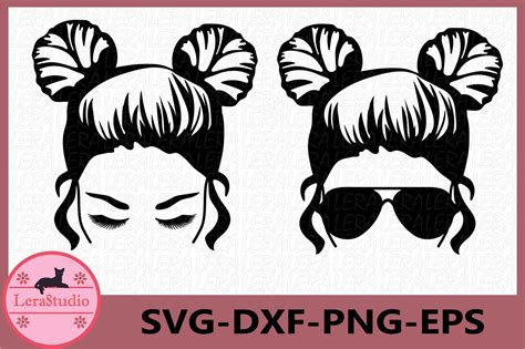 Messy Bun Svg Girl With Lashes Svg Mom Life Svg 1217979 Cut Files