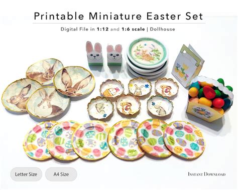 Miniature Printable Easter Set Dollhouse Printable Plates Etsy