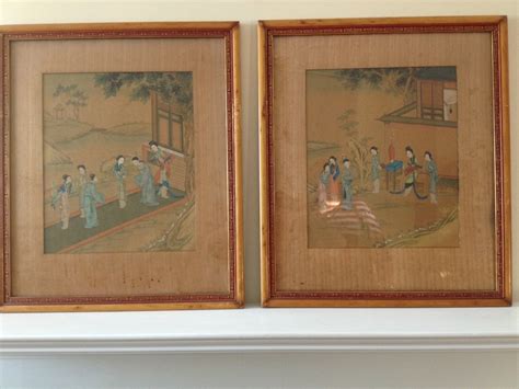Antique Chinese Silk Paintings Pair