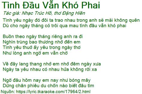 Loi Bai Hat Tinh Dau Van Kho Phai Nhac Truc Ho Tho Dang Hien Co