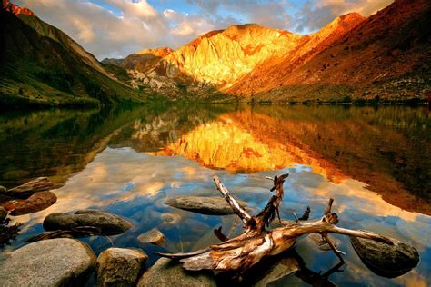 An Exceptionally Fiery Sunrise Over Convict Lake In The Eastern Sierra