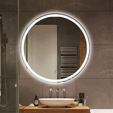 500mm 600mm Bathroom Mirror With Lights Touch Button Led Illuminated