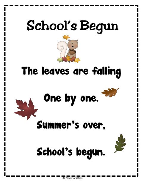 First Grade Bloomabilities Freebie Poems For Beginning Of
