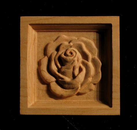 Decorative Wood Corner Block Carved Rose