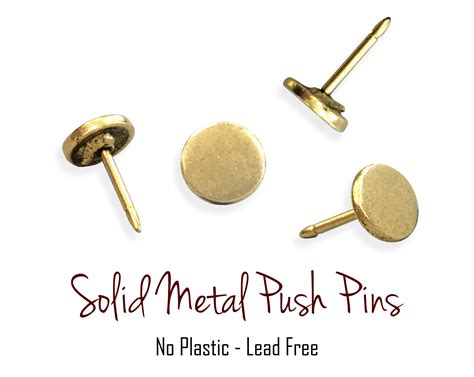 Flat Round Gold Push Pins Larger Profile Simple Pins To Mark Etsy