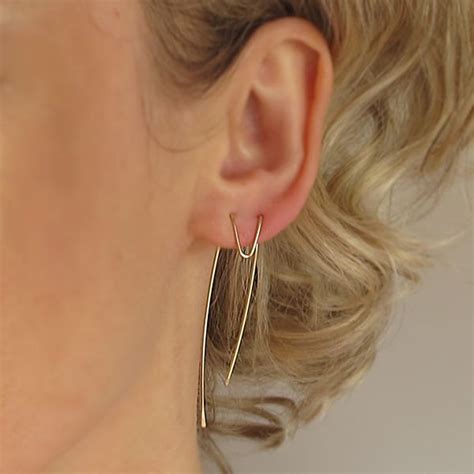 Double Piercing Earrings 2 Hole Gold Earrings Artisan Etsy