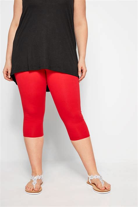Size Up Red Cropped Leggings Sizes 16 To 36 Yours Clothing