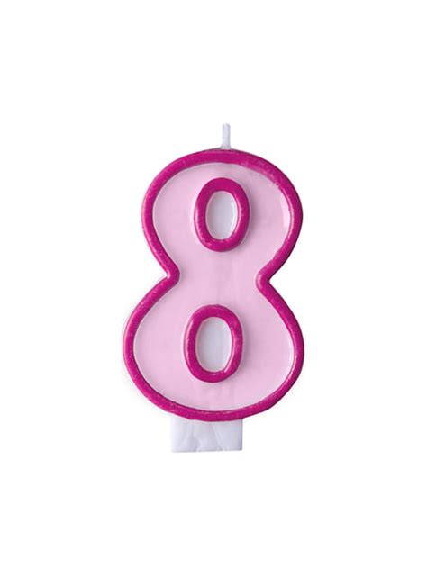 Number 8 Birthday Candle In Pink For Parties And Birthdays Funidelia