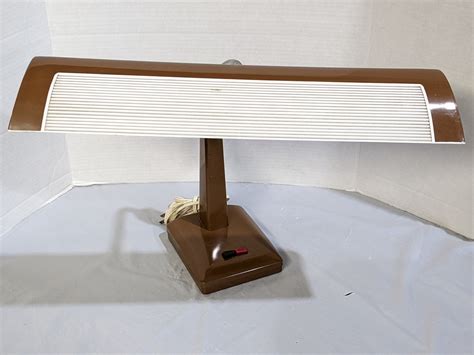 Vintage MCM Goose Neck Fluorescent Drafting Brown Desk Lamp Japan NS