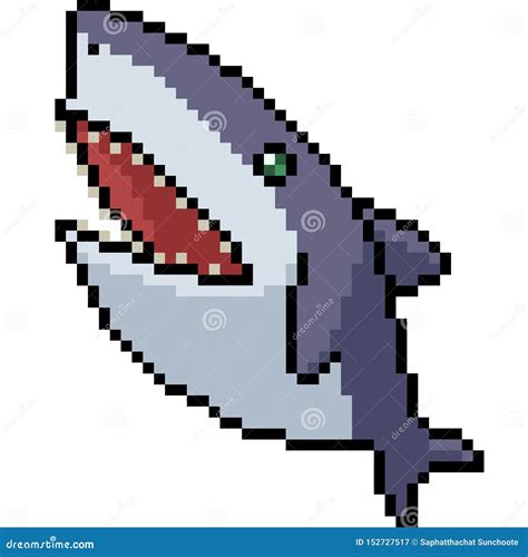 Pixel Shark A Cute Minecraft Inspired Voxel Art Concept Stock