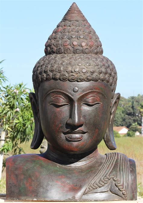 SOLD Stone Buddha Bust Sculpture 32