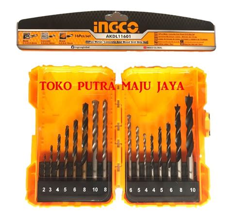 Jual 16pcs MATA BOR KOMBINASI BESI KAYU BETON TEMBOK 16 PCS SET INGCO