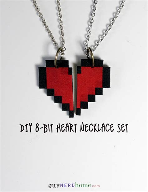 Diy Geek Valentines Day Idea 8 Bit Heart Necklace Set Our Nerd Home