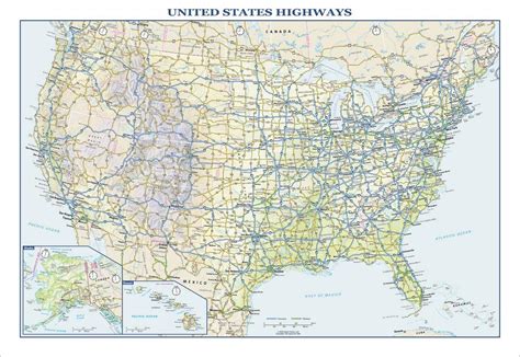 USA Interstate Highways Wall Map 22 75 X 15 5 Paper School