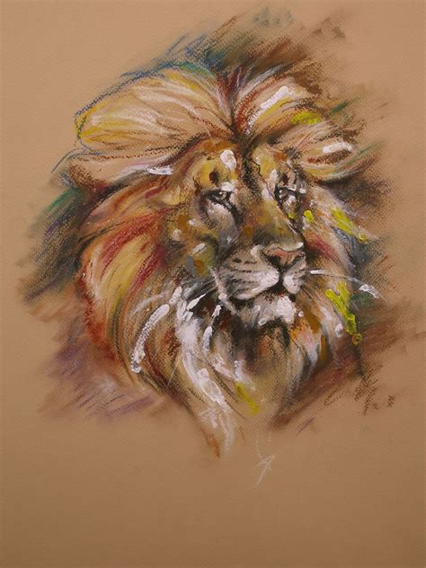 Pastel Animal Drawings Lion Oil Pastel By Repaul Traditional Art