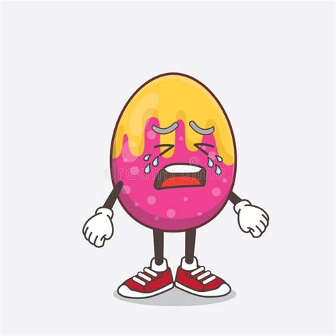 Easter Egg Cartoon Mascot Character With Crying Expression Stock Vector