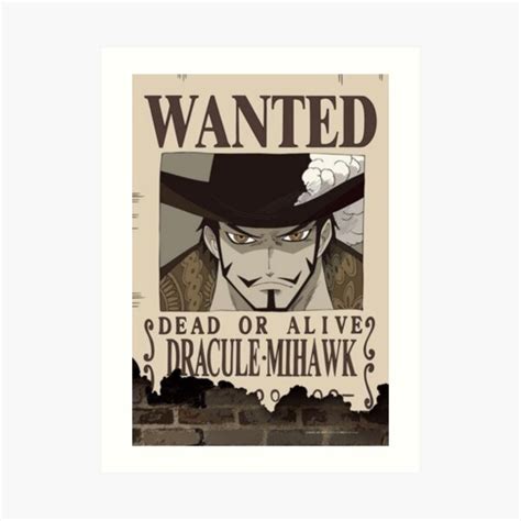 Mihawk Wanted Poster Art Print By Dumontbast Redbubble