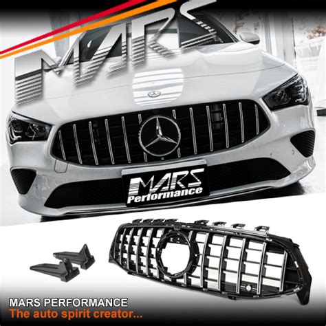 Chrome Black Amg Cla45 Style Front Bumper Bar Grille Grill For Mercedes